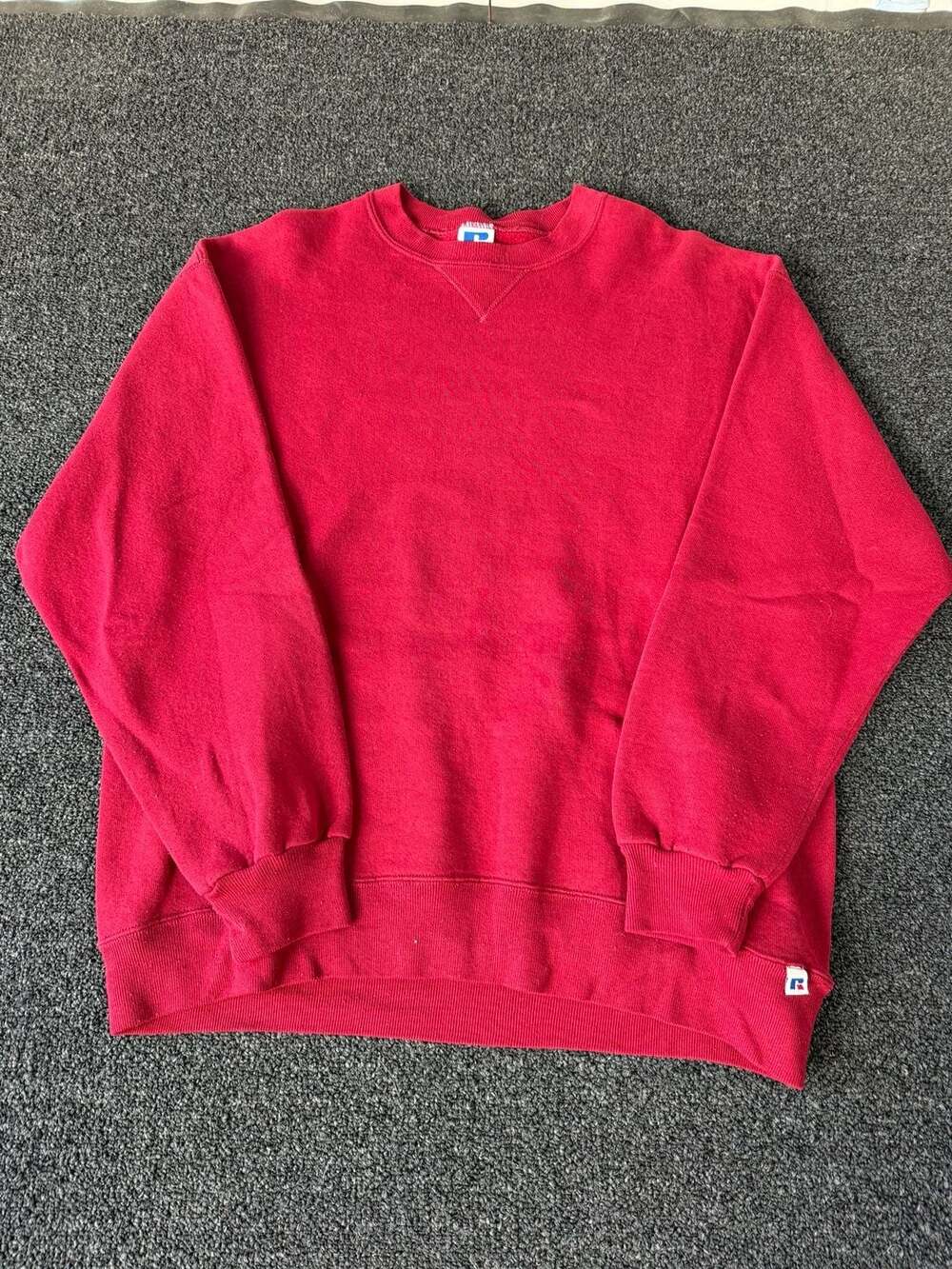 Vintage 90s Russell Athletic Plain Red Crewneck Sweatshirt